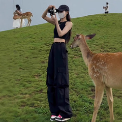 アメリカ式の登山工装のズボンの女性の春の薄いタイプの高腰のゆったりしている小さい子供のレジャーの広い足のアウトドアの速乾のスポーツのズボン