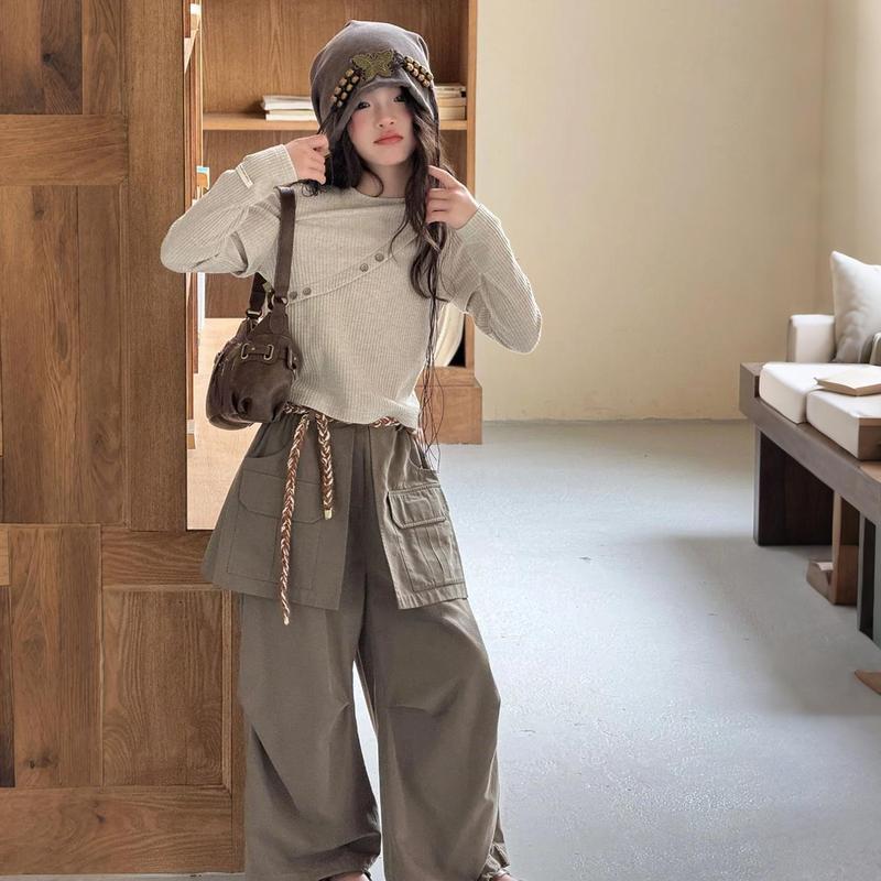 女童长袖t恤儿童秋装上衣服2025新款韩系洋气内搭外穿大童打底衫6|undefined