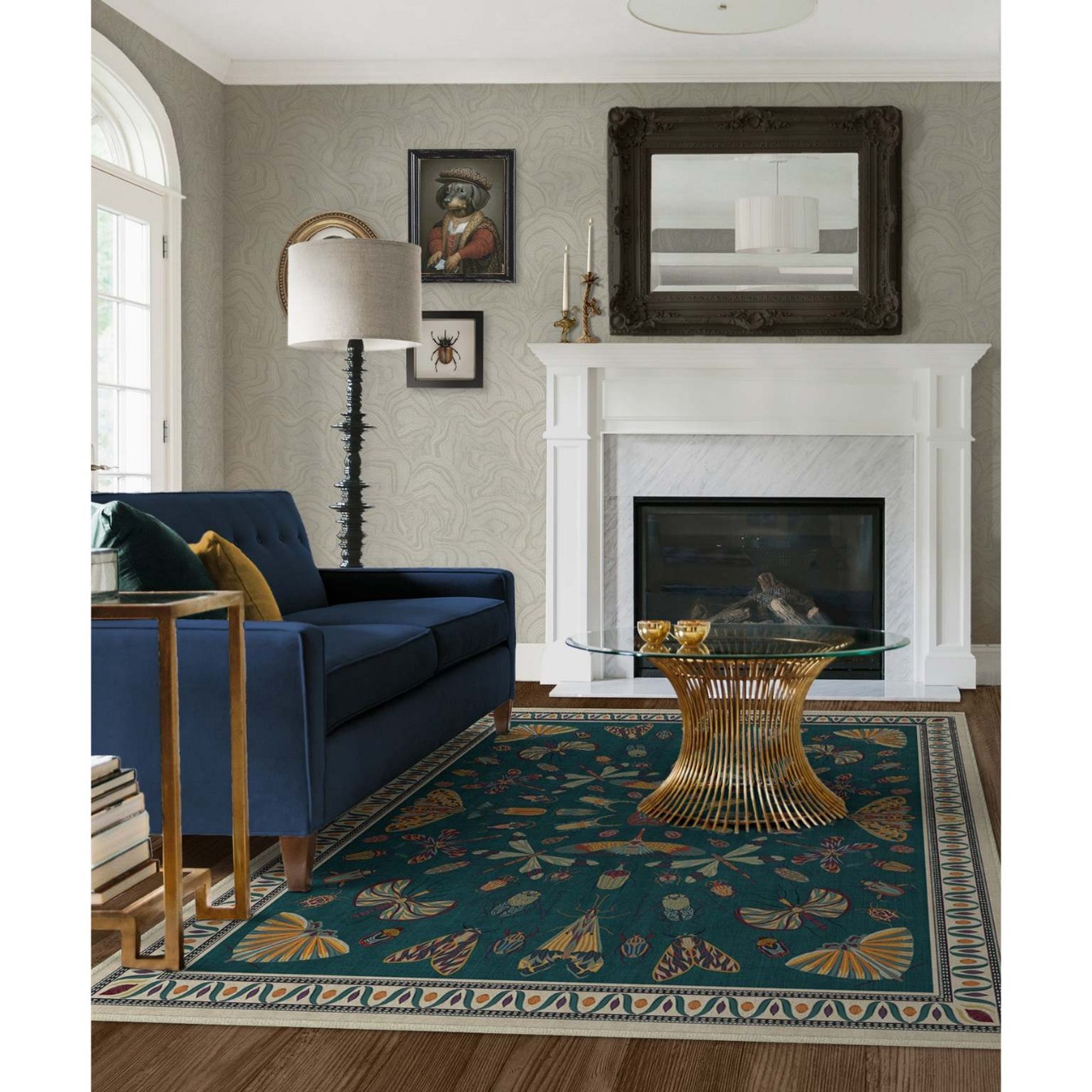Vintage-Teppich im nordischen Boho-Stil mit französischem Retro-Muster für Wohnzimmer, rutschfester Bettvorleger für Schlafzimmer, pflegeleichte Sofa- und Couchtischmatte_voghion.com