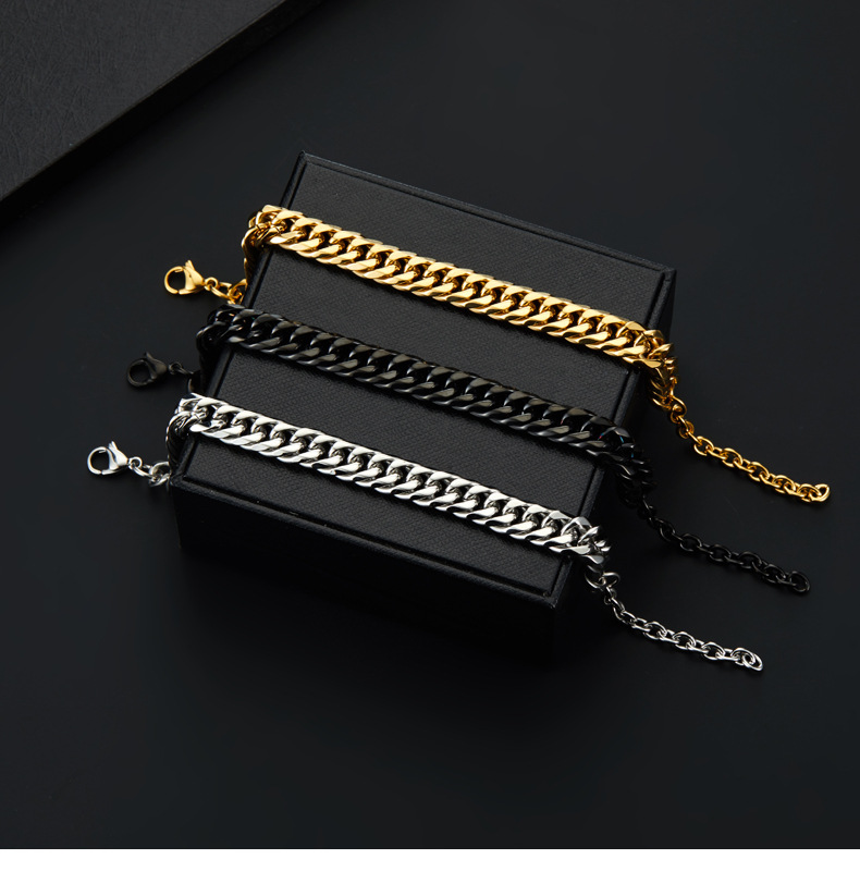 14g Weight Bracelets Classification 304 Stainless Steel Chain Material 1 Piece Quantity Holiday, Daily, Street Occasion 304 Stainless Steel Material Geometric Pattern Men's Gender Plating Design Punk Style Punk Geometric 304 Stainless Steel Plating Men's Bracelets Men's Chain Bracelets 8