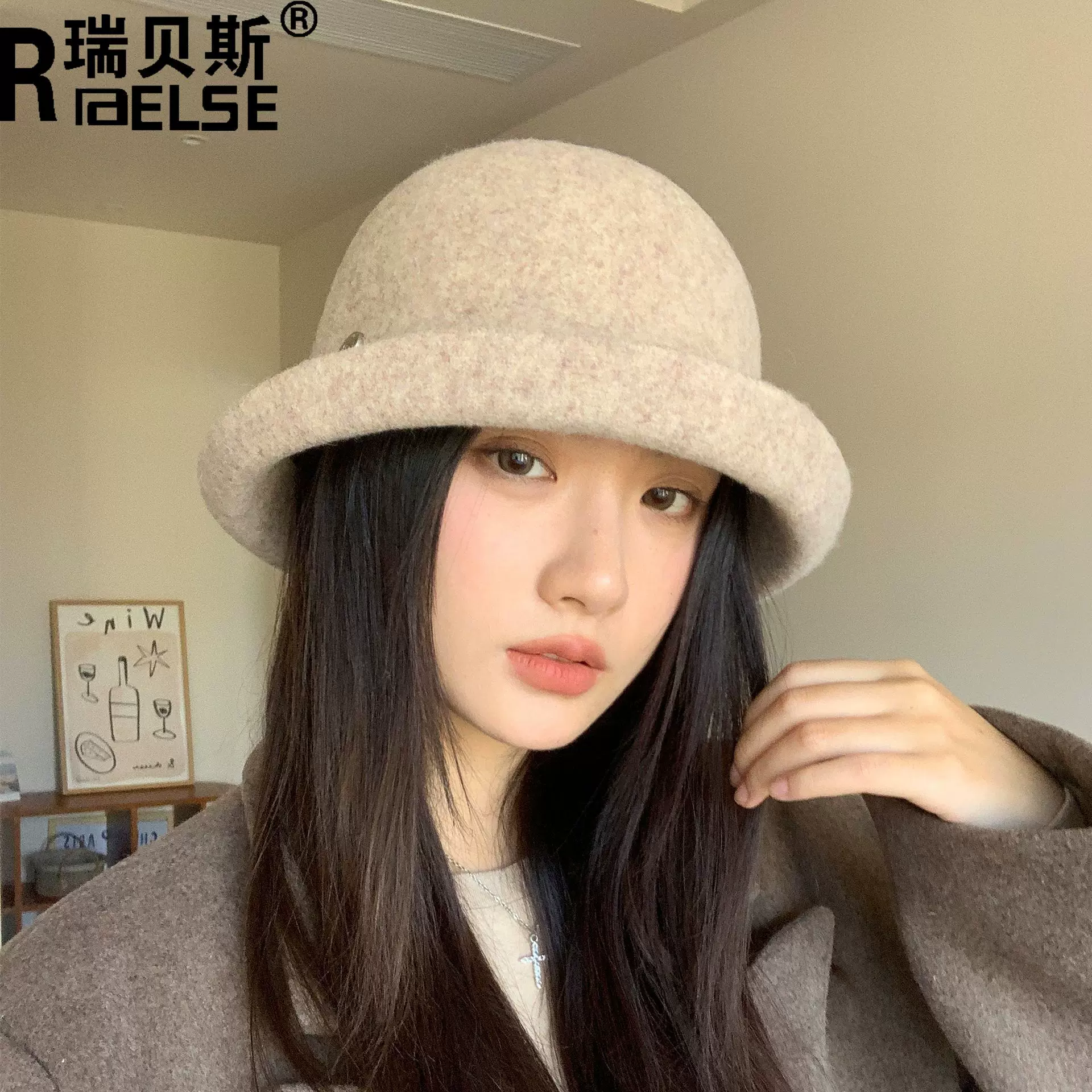 秋冬季优雅百搭保暖盆帽女时尚文艺卷边礼帽户外旅游赫本风帽子潮