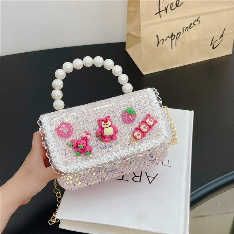 Bolso de los niños del verano de la nueva manera de La Perla de las niñas bolsa de mensajero oso Lindo bolso de las mujeres estilo de la princesa monedero de la moneda
