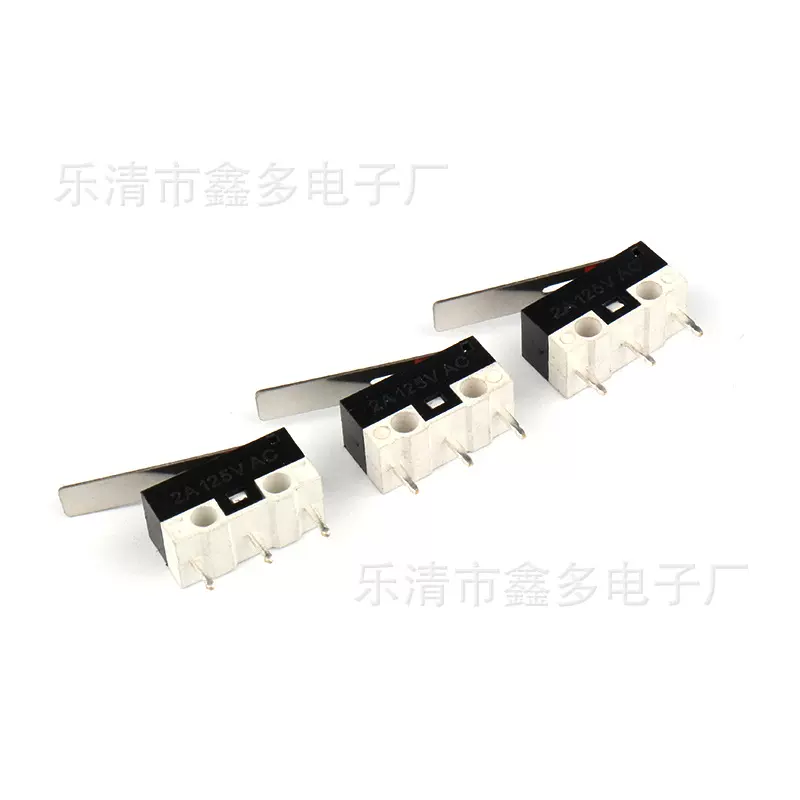 小型微动开关供应高寿命行程鼠标三脚常开常闭双联动按键开关18mm