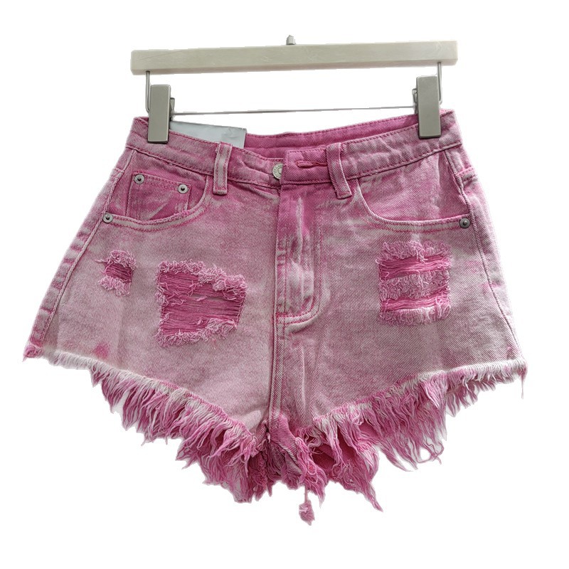 Pantalones Cortos de Mezclilla Deshilachados para Mujer con Detalle Roto