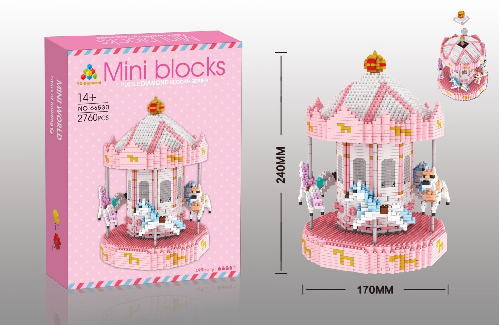Weili YZ66530 carrusel diamante micro partículas bloques de construcción juguete lindo de los niños auto-ensamblado modelo de regalo