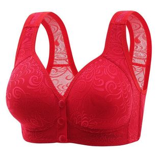 New Front-Opening Buckle Large Size No-Wire Bra with Beautiful Back, Sexy Push-Up, Breast-Retracting Mother's Underwear, Anti-Sagging and Durable