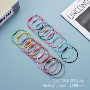 in stock supply paint stainless steel wire rope luggage tag candy color wire ring key chain handmade accessories