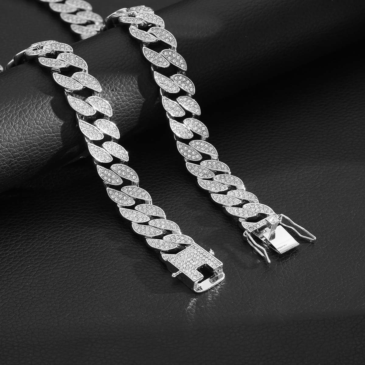 Collier cubain pour homme Source Factory Cross-Border, plaqué or, orné de diamants, 16 mm, style hip-hop et streetwear._voghion.com