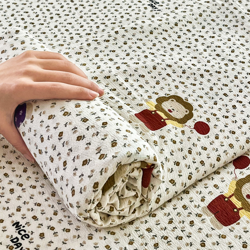 Sábanas de gasa de doble capa de una sola pieza nueva, sábana para dormir desnuda, juego de tres piezas, cama doble de celebridades de Internet, cama kang, sin correr, sin resbalar