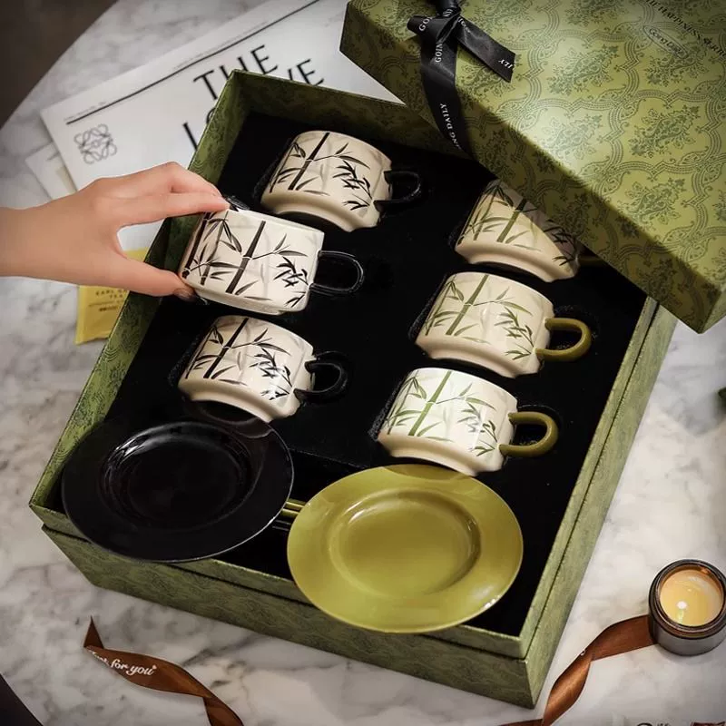 Керамическая кофейная чашка набор высокого класса изысканный послеобеденный чай чашка легкая роскоши и высокая ценность тарелки свадебная подарочная коробка