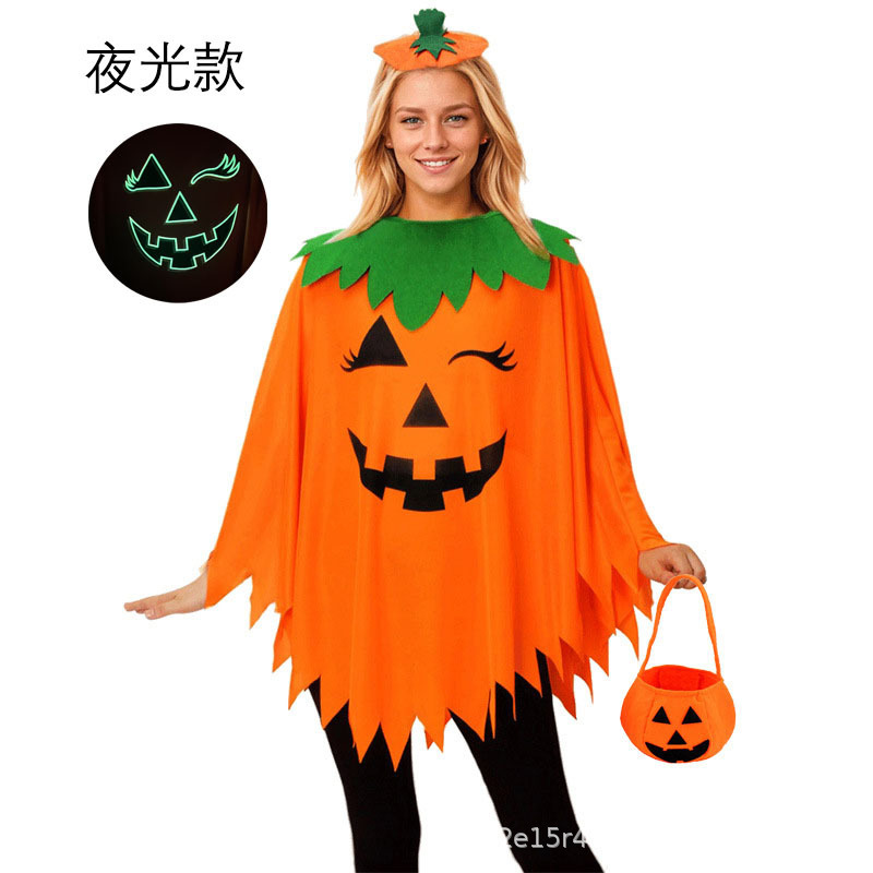 ハロウィンカボチャコスチューム子供用発光大人のコスプレcosヘッドバンドキャンディーバッグカボチャマントマント|undefined