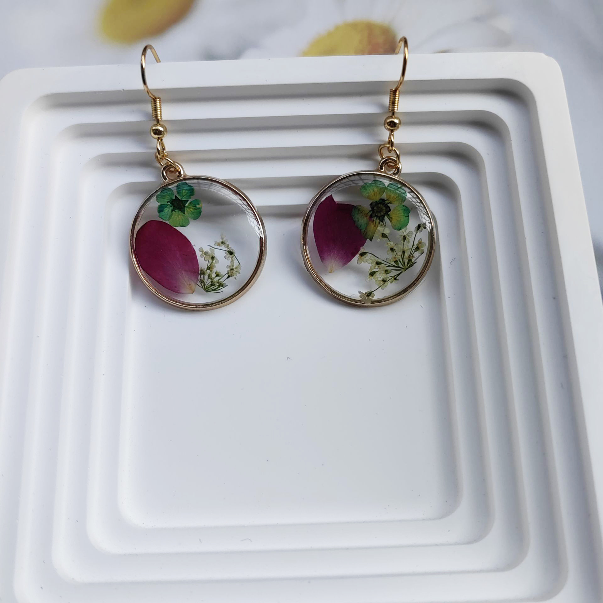 1 Pair Pastoral Flower Flowers Plastic Resin Drop Earrings display picture 5