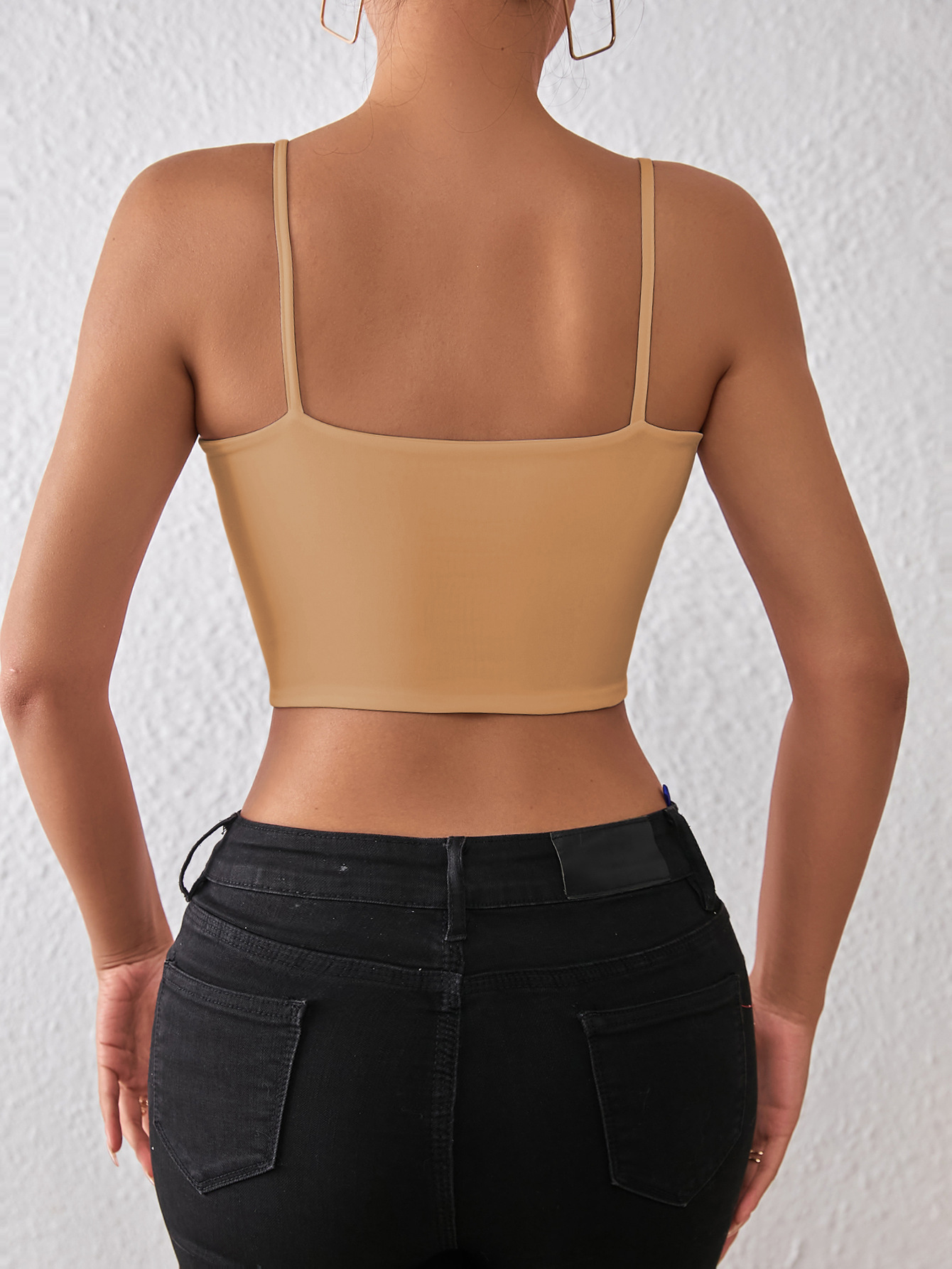105g Weight Polyester Fabric Type Short Top Length Camisole Tops Type Holiday, Daily, Date Occasion Strap Neckline Slim Fit Type Solid Color Pattern Summer Season Women's Gender Backless Design Sexy Style Wholesale Women's Sexy Solid Color Backless Tank Tops 28