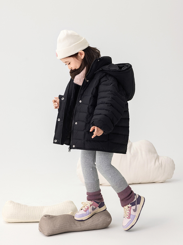 [en stock] nuevo estandarte nacional 90 chaqueta de plumón de color blanco para niños 2025 ropa de invierno nueva chaqueta de bebé media y larga