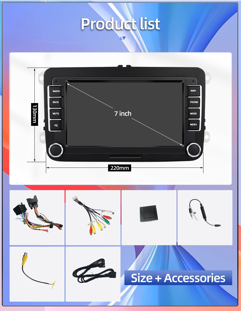 7inch Suitable for Volkswagen Jetta Passat Golf Beetle Car Central Control Large Screen Navigation Player