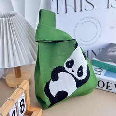國風系列熊貓針織手拎袋用於端午節包裝青團或粽子可愛卡通禮品袋