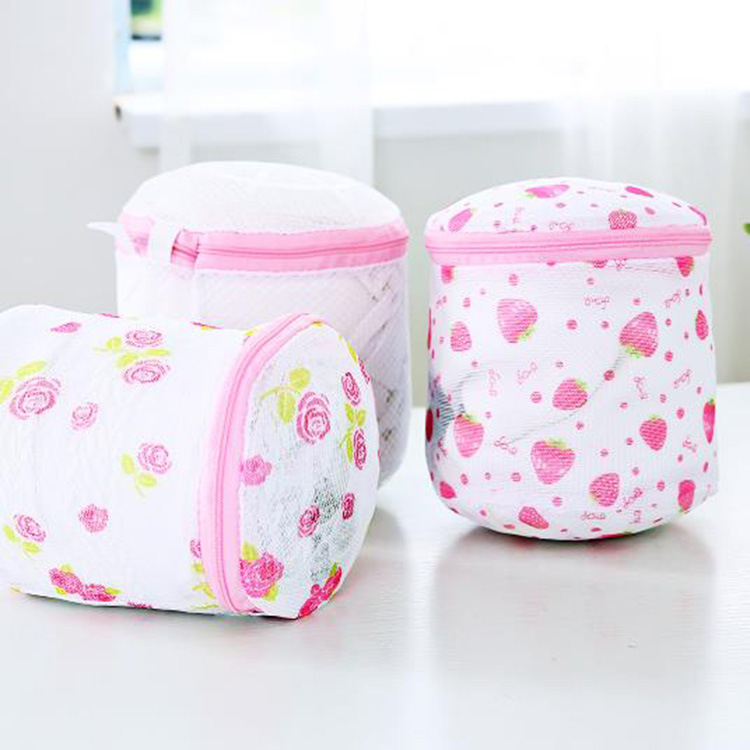 Household laundry bag cylindrical printing washing bag anti-deformation bra bag washing machine printing mesh bag net pocket