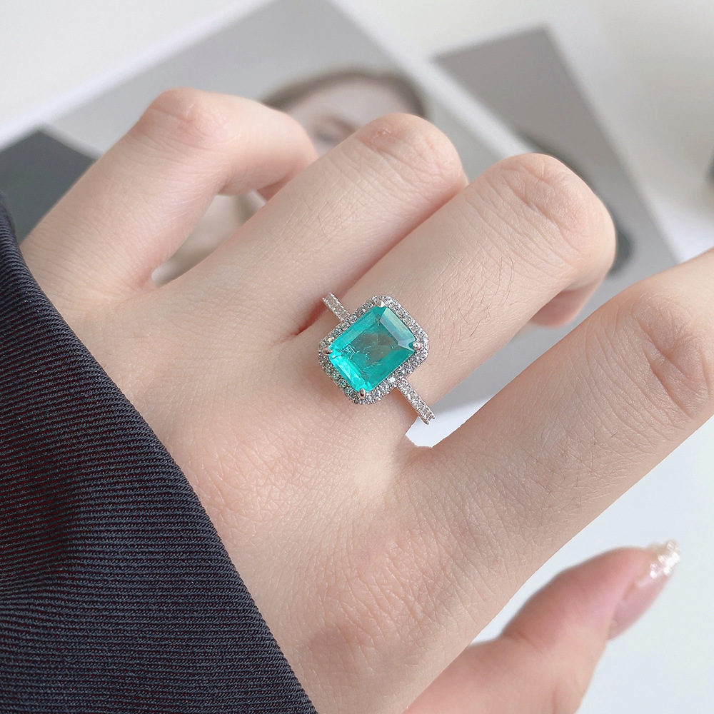 Fashion Geometric Sterling Silver Inlay Zircon Rings 1 Piece