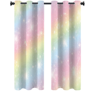Cross-border e-commerce colorful unicorn curtains digital printing semi-shading curtains home decoration European and American color curtains
