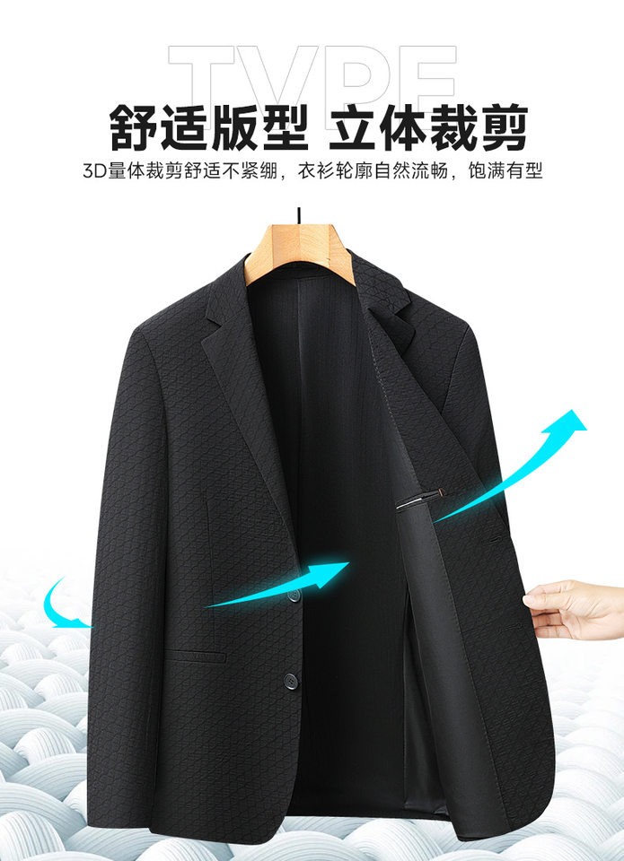 Áo vest nam mỏng dáng thon kẻ caro, tay dài một hàng hai nút, chất liệu co giãn không cần ủi — Caro đen chi tiết 8