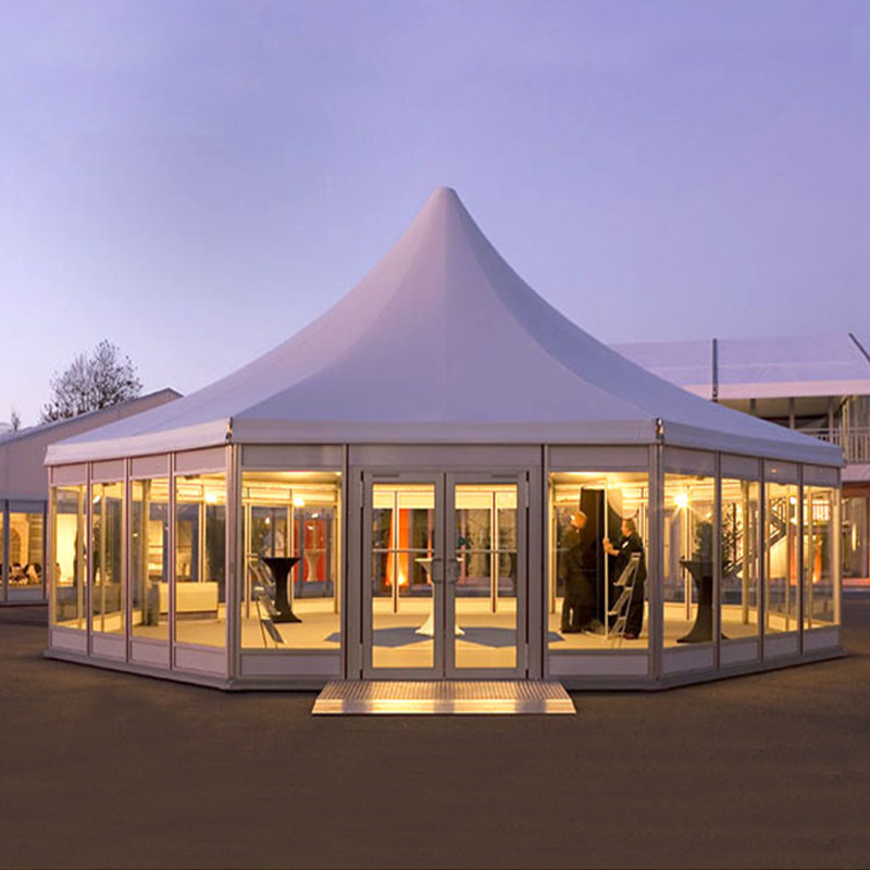 多边金字塔玻璃窗欧式展览帐篷 外展会展览办公休息区域尖顶帐篷