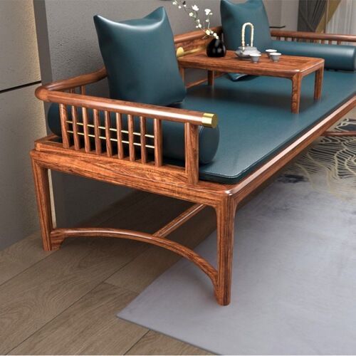 3l new Chinese style Arhat bed solid wood sofa simple modern small apartment push-and-retractable Zen couch living room dual-purpose bed