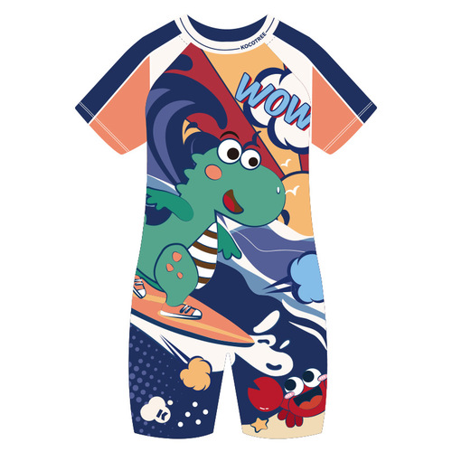 KK Tree children's swimsuit, anti-chlorine and anti-bacterial, boys and girls, one-piece swimsuit, sun protection, fashionable print, big children's swimsuit