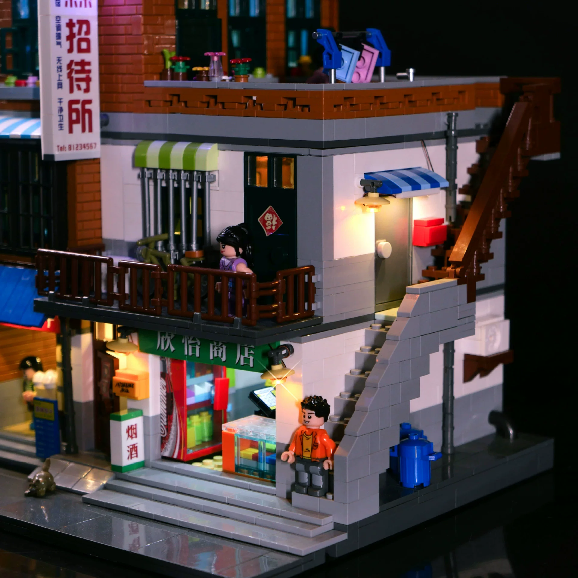 Сборка MOC для освещения подходит для Xingbao 01013 Улица пейзаж город Zhongcun Zhongcun Yaizhi Puza Вставка пульт дистанционного управления кросс-бордер