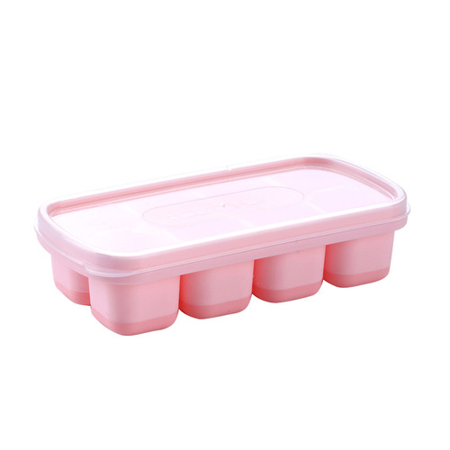 Simple and Elegant Ice Cube Tray for Home Use with Lid, DIY Small Ice Cube Box with Soft Bottom, 8-Grid Fruit Ice Box and Storage Tray