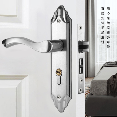 Stainless steel 304 door lock indoor silent lock hotel anti-theft room door lock bedroom door mechanical wooden door lock wholesale