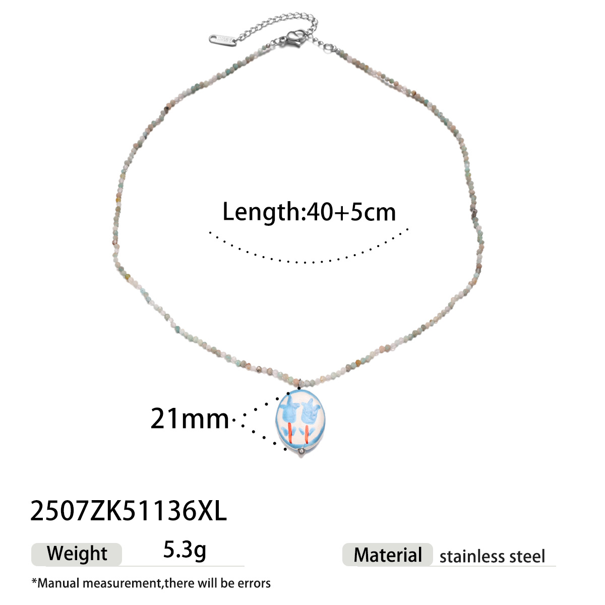 Collar de acero inoxidable TINA Europa y América Collar de colgante de piedra natural ligero de nicho Ti acero no desvanece cadenas clavículas transfronterizas