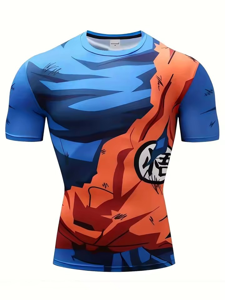 Dragon Ball Wukong 3D impreso personalidad de la calle de los hombres suelta transpirable hombro de manga corta cuello redondo camiseta en stock