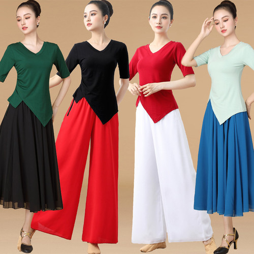  New Square Dance Clothing Modal Top Chiffon Dancing Clothes Large Skirt Dance Performance Costume