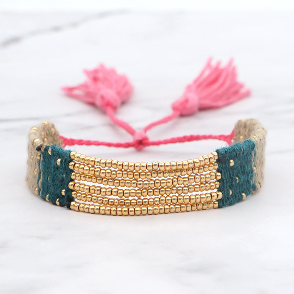 Simple Style Geometric Fabric Beaded Braid Women's Bracelets display picture 4