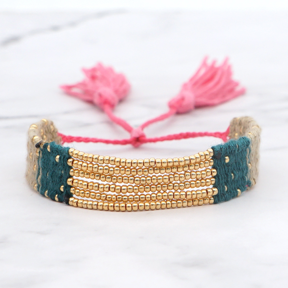 Simple Style Geometric Fabric Beaded Braid Womenu0027S Bracelets 1 Piece