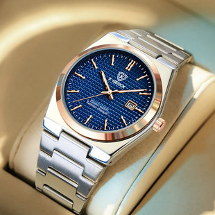 2025 new hot-selling cross-border men's watch quartz simple and elegant fashion watch steel band waterproof calendar authentic