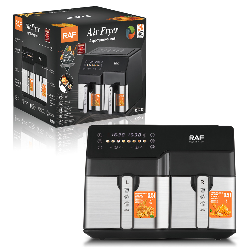 Freidora de aire transfronteriza estándar europea RAF Freidora eléctrica doméstica multifuncional de gran capacidad Pantalla táctil sin humo 10L