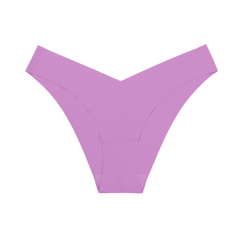 Ropa interior de seda de hielo sin costuras de talla grande europea y americana cintura en forma de V de una sola pieza de algodón entrepierna transpirable calzoncillos de mujer