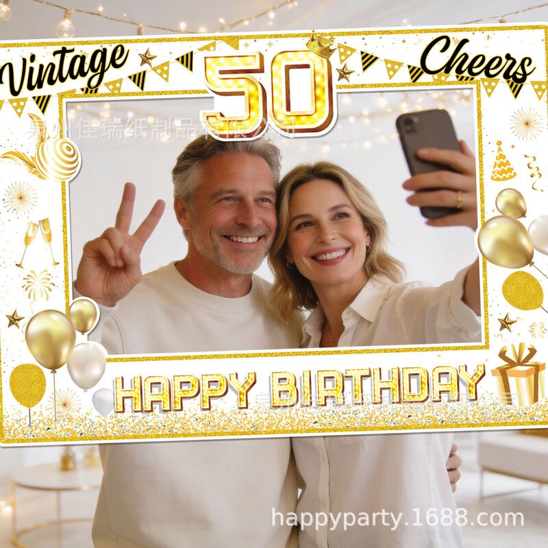 1Pc Gold Color 50Th Birthday Photo Frame 1Pc Gold Color 50Th Birthday Photo Frame