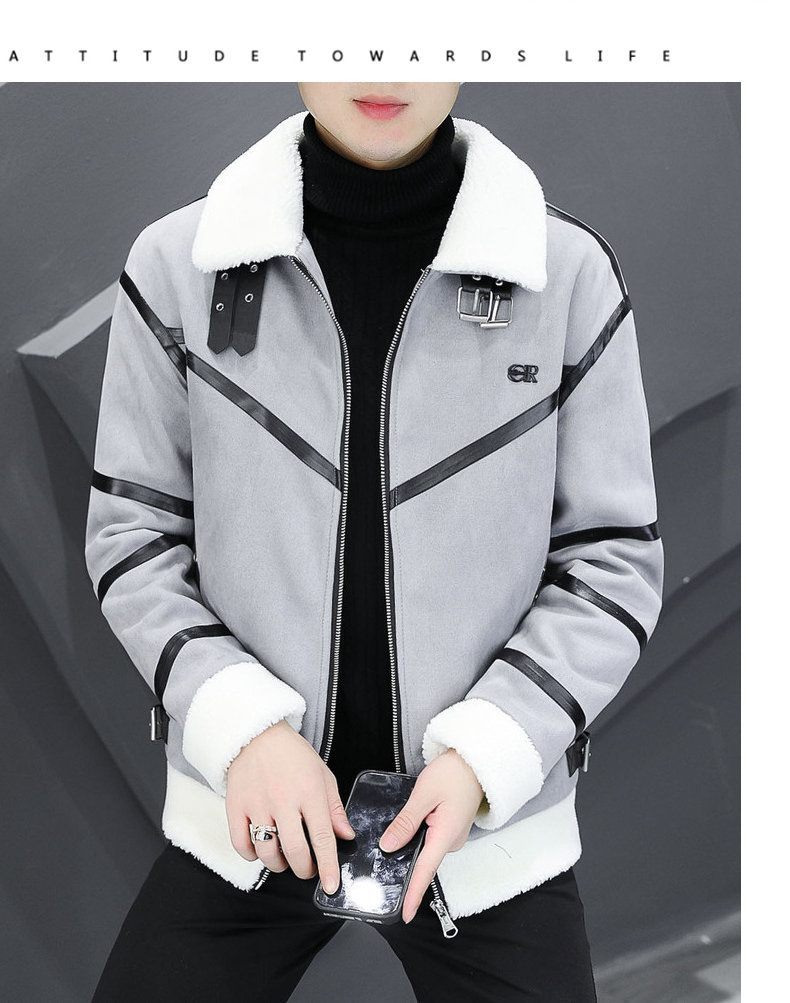 Men's Leather Jacket With Velvet Lining And Fur Collar Warm_voghion.com