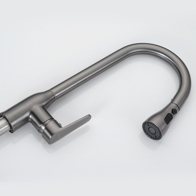 Todo el grifo de agua fría y caliente de la cocina doméstica de cobre, fregadero de extracción, fregadero, fregadero, grifo de refuerzo a prueba de salpicaduras