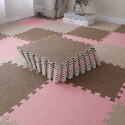 Floor Mat, Can Be Cut and — Car Carpet - camel-coffee-light-pink-come-with-utility-knife-303010cm-cotton-and-linen-10-pieces