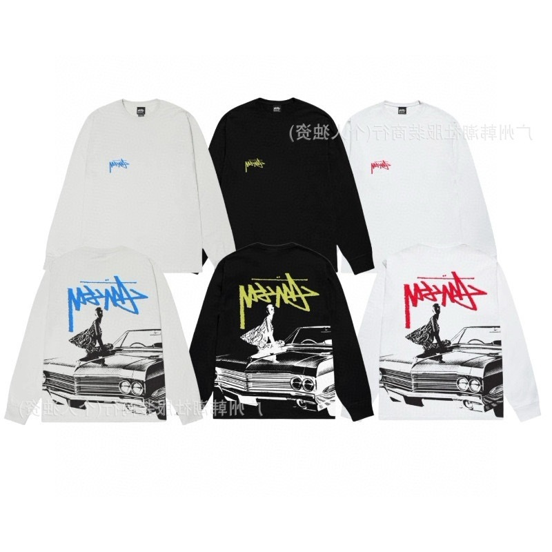 オリジナルラベルクロスボーダー新しいトレンディなブランド stu ツアークラシックレタープリントラウンドネック長袖 Tシャツドロップシッピング|undefined