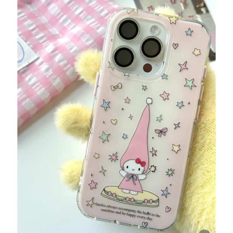 Long Hat Hello Kitty IMD Double Layer Apple 16ProMax Phone Case iPhone15 New 13/14/12/11
