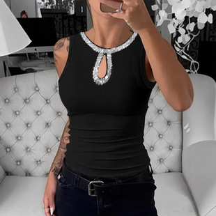 2025 New Plus Size Women's Summer Vest Sleeveless Casual Top Intellectual Style Particle Women's Slim Fit Style