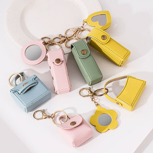 Cross-border Change Mouth Red Envelope Creative Mirror Keychain Small Pendant PU Leather Car Bag Hanging Accessories in stock