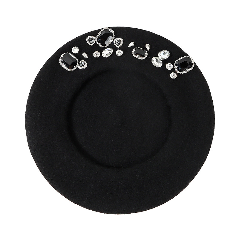 Women's Fashion Solid Color Rhinestone Eaveless Beret Hat display picture 2