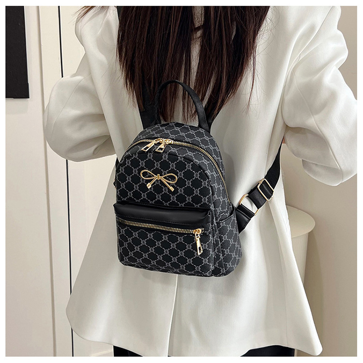 Double Shoulder Straps Strap Type Wear-Resistant Bow Knot Daily Street Zipper Backpack