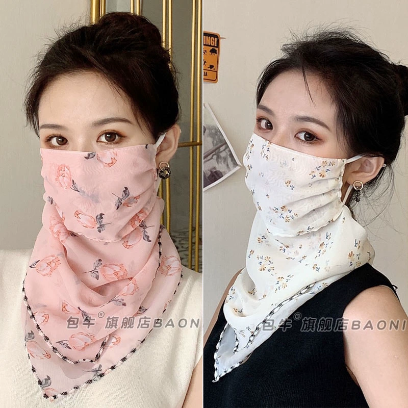 Summer veil for face, thin medical mask, sun protection, with neck protection