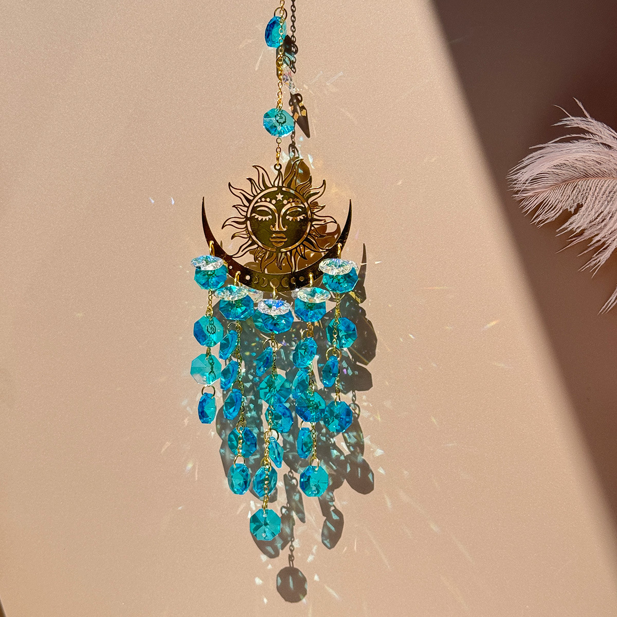 90g Weight Suncatcher, Wind Chime Home Textiles & Decor Type 1 Piece Quantity Housewarming, Graduation, Birthday Occasion Crystal Material Sun Pattern Simple Style Style Simple Style Sun Crystal Suncatcher Wind Chime Wall Art 7